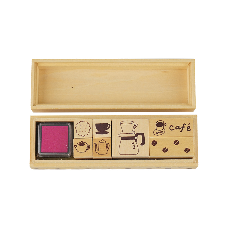 咖啡木頭組合印章WZ-4020